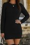 Women's Long Sleeve Crew Neck Knitwear Dress - 2