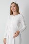 Ecru Shawl Collar Jacquard Full Length Winter Long Sleeve Special Design Maternity Nightgown Nightdress Set of 2 - 6