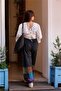 White Color Embroidered Back Tie Detailed Blouse - 2