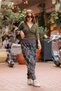 Green Color Double-Breasted Collar Half Sleeve Winter Blouse - 2