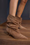 Cecile Women's Tan Leather Genuine Suede Heeled Boots - 2