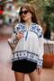 White Color Embroidered Bohemian Jacket - 3