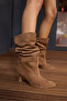 Perri̇ Women's Taba Tutun Real Suede Half Unlined Heel Boots - 4