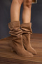 Perri̇ Women's Taba Tutun Real Suede Half Unlined Heel Boots - 2
