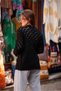 Black Color Button Detailed Floral Embroidered Cardigan - 2