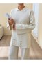 Button Detailed Stylish Tunic Pants Knitwear Set - 3