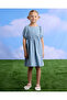 Girls Blue Printed Denim Dress - 2