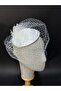 Bridal Elegant Fascinator Hat Chiffon Floral Feather Detailed Veiled Wedding Accessory - 6