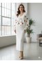 Women's Red Cherry Detailed Tasseled Red Buttoned Knitwear Cardigan - White - 3