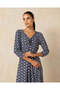 Women Navy Allover Print A Line Midi Dress - 2