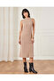 Women Beige Ribbed Midi Dress - 4