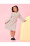 Girls Beige Striped Frill Dress
