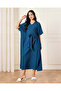Women Blue Belted Kaftan Dress
