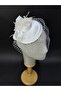 White Bridal Fascinator Hat Ribbon Detailed Crystal Embellished Cap Accessory - 6