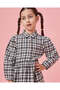 Girls Black And White Checkered Yarn Dyed Check Dress - 4