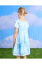 Girls Blue Floral Lace Tiered Dress With Headband (2 Piece) - 3