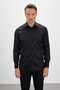 Iron-Free 100% Cotton Non Iron Classic Collar Black Satin Men's Shirt - 5