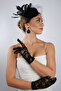 Elegant Black Long Lace Bridal Gloves and Chic Wedding Fascinator Hat Set - 5