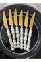 Gold Knife with Pearls and Colored Beads, 6 Pieces - 2