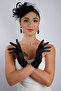 Elegant Black Satin Tulle Long Bridal Gloves and Glamorous Wedding Fascinator Set - 6