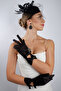 Eye-Catching Black Short Lace Bridal Gloves and Elegant Fascinator Wedding Ceremony Set - 4