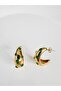Steel Zircon Stone Half Hoop Earrings 3 cm