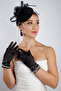 Stylish Black Short Lace Fingerless Bridal Gloves and Elegant Wedding Fascinator Hat Set - 5