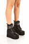 Wedge Heel Women's Boots High Sole Black Leather Heeled Boots 9cm