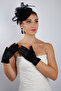 Elegant Black Satin Tulle Long Bridal Gloves and Glamorous Wedding Fascinator Set - 2