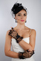 Stylish Black Short Satin Bow Bridal Gloves and Elegant Fascinator Accessory Set - 5