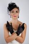 Elegant Short Polka Dot Lace Rose Detailed Bridal Gloves and Chic Fascinator Wedding Nikah Set - 5