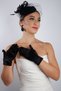 Elegant Black Satin Tulle Long Bridal Gloves and Glamorous Wedding Fascinator Set - 5