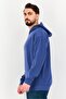 Men Plain Long Sleeve Hoodie, True Blue - 4