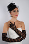 Stylish Black Long Satin Ruched Bow Bridal Gloves and Elegant Fascinator Accessory Set - 2