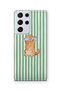 Samsung Galaxy S21 Ultra Compatible Transparent Phone Case with Fish-Eyed Cat Pattern