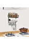 Multi-Purpose Metal Wall Rack with Hooks & Paper Towel Holder Kitchen Organizer with Spice Basket - 6