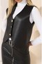 Faux Leather Button Detailed Vest - 4