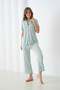 Women's Cotton Shirt Capri Stylish Casual Curve Bottom Top Nightwear Set - 8
