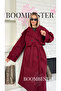 Women's Burgundy Belted Oversized Cashmere Coat / Trench Coat - 7