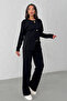 Women's Black Gold Button Detailed Bottom and Top Two-Piece Knitwear Set - 5