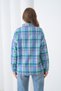 Women's Patterned Color-Block Flannel Oversized Loose and Wide-Fit Casual Pocketed Collared Shirt Jacket - 4