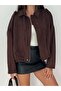 Oversized Suede Jacket with Epaulet Detail - 8