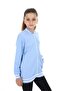 Blue Girl's College Collar Zippered Off Shoulder Printed Knitted Cardigan - 2 Thread - 6