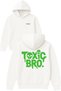 Toxic Bro Design Printed Oversized White Hooded Sweatshirt