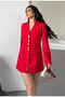 Women's Snap Detail Long Jacket Red - 6