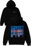 Sunset Dark Blue Design Printed Oversized Black Hooded Sweatshirt