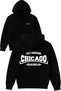 West Tangerang Chicago Design Printed Oversized Black Hooded Sweatshirt