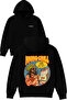 High and Chill Design Printed Oversized Black Hooded Sweatshirt
