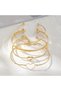 Gold Color 4-Piece Women's Bracelet Set – Elegant Heart and Hoop Design Combination Jewelry 0336 - 2