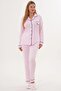 Women's Bathrobe Long-Sleeved Button-Down 3-Piece Pajama Set %65 Cotton %35 Viscose - 4